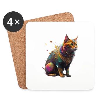 Amour du chat - Dessous de verre (lot de 4) - blanc - Devant