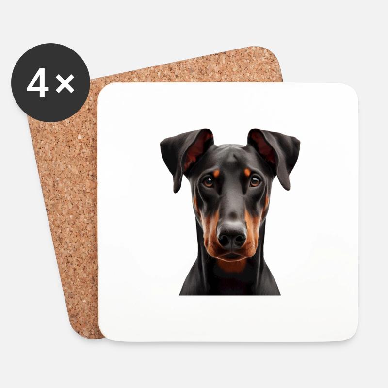 Doberman - Coasters (set of 4) - white