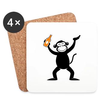 Monkey Beer Drôle De Fête Célibataire - Dessous de verre (lot de 4) - blanc - Devant
