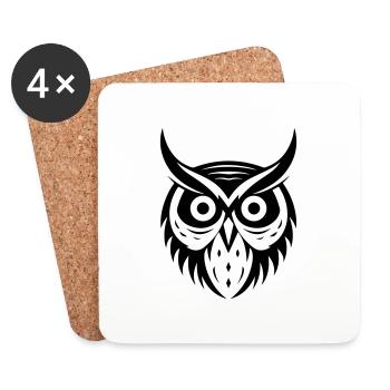 owl animal - Coasters (set of 4) - white - Front