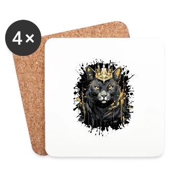 Katze Symbol Kopf Porträt Krone - Untersetzer (4er-Set) - Weiß - Vorne