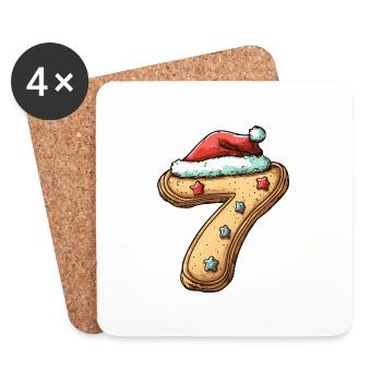 7 Numéro Noël - Dessous de verre (lot de 4) - blanc - Devant
