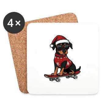 Dobermann Hund Weihnachten Lustig - Untersetzer (4er-Set) - Weiß - Vorne