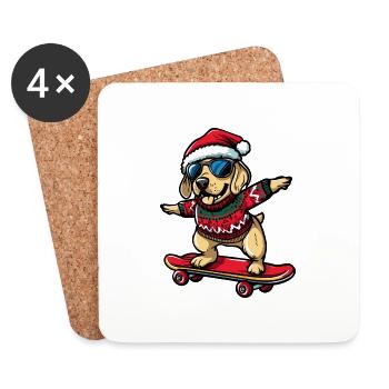 Labrador Chien Noël Drôle - Dessous de verre (lot de 4) - blanc - Devant