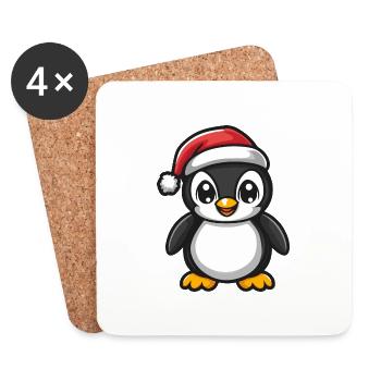 Pingouin Noël Mignon - Dessous de verre (lot de 4) - blanc - Devant