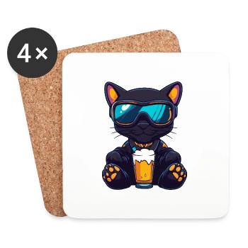 Bière de ski Panther - Dessous de verre (lot de 4) - blanc - Devant