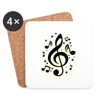 Icône de clé de notes de musique - Dessous de verre (lot de 4) - blanc - Devant