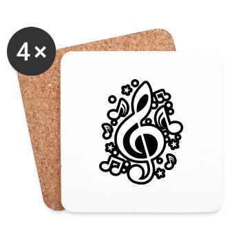 Musical Notes clef symbol musician - Coasters (set of 4) - white - Front