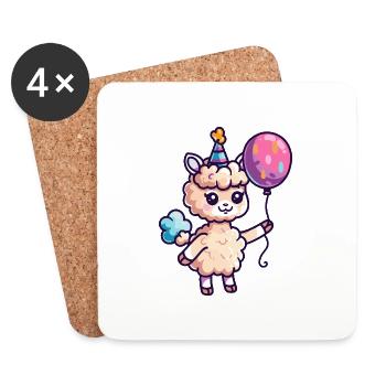 Alpaka Llama Geburtstag Baby - Untersetzer (4er-Set) - Weiß - Vorne