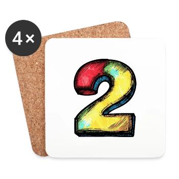 2 Zahl symbol - Untersetzer (4er-Set) - Weiß - Vorne
