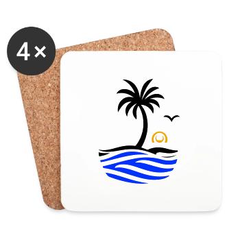 Ozean Palme Sommer - Untersetzer (4er-Set) - Weiß - Vorne