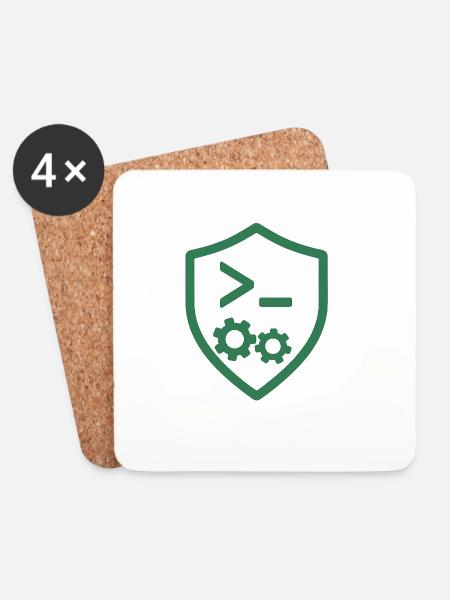 Code Shield with Gears - Coasters (set of 4) - white