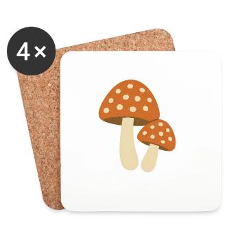 Charmante Pilzillustration für Naturliebhaber - Untersetzer (4er-Set) - Weiß - Vorne