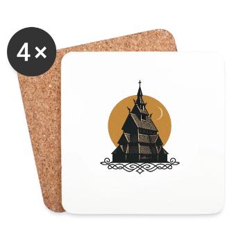 Mystical Stave Church – Nordic Landmark - Coasters (set of 4) - white - Front
