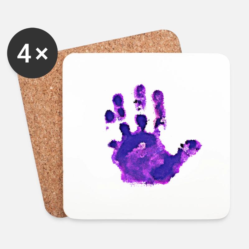 Hand Tinte Kinderhand Abdruck ink - Untersetzer (4er-Set) - Weiß
