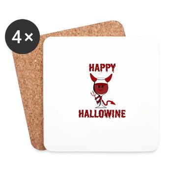 Joyeux Hallowine Vin Rouge Halloween Diable Vin - Dessous de verre (lot de 4) - blanc - Devant