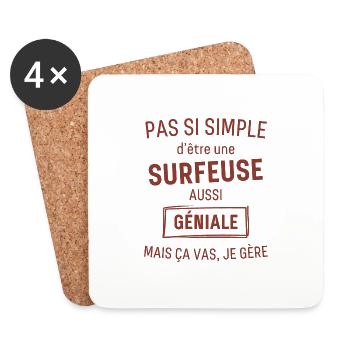 SURFEUSE GÉNIALE rouge brunâtre foncé - Dessous de verre (lot de 4) - blanc - Devant