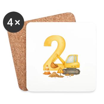 digger birthday / Bagger Geburtstag - Untersetzer (4er-Set) - Weiß - Vorne