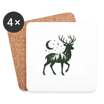 Star Forest Deer Silhouette - Coasters (set of 4) - white - Front