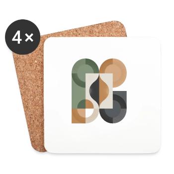 Geometric Yin Yang Circle Art - Coasters (set of 4) - white - Front