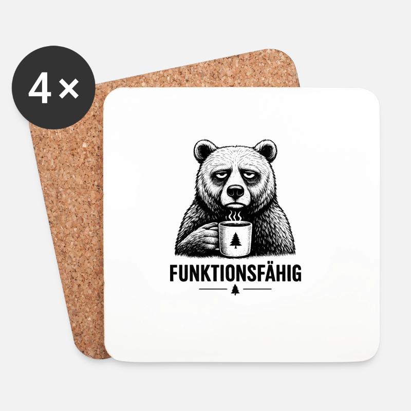 Bär FUNKTIONSFÄHIG 3 - Untersetzer (4er-Set) - Weiß