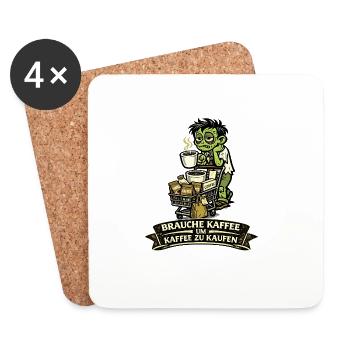 Zombie Kaffee Einkaufswagen - Untersetzer (4er-Set) - Weiß - Vorne