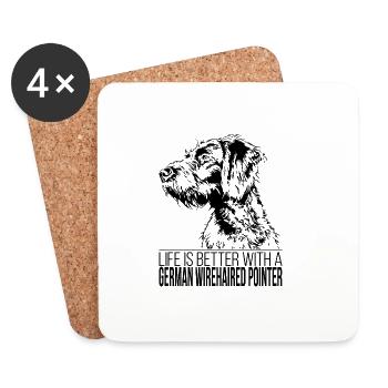 ENGLISH WIREHAIRED POINTER Life is better Wilsigns - Coasters (set of 4) - white - Front