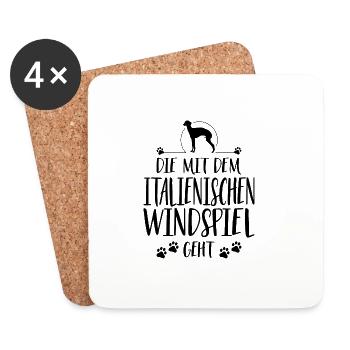 DIE MIT ITALIENISCHEN WINDSPIEL GEHT Wilsigns - Untersetzer (4er-Set) - Weiß - Vorne