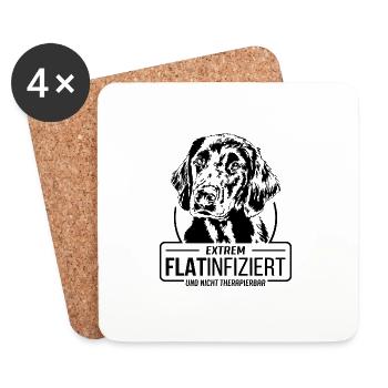 FLATINFIZIERT Flat Coated Retriever Hunde Wilsigns - Untersetzer (4er-Set) - Weiß - Vorne
