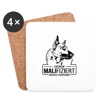 MALIFIZIERT Malinois Hunde Spruch Hund Wilsigns - Untersetzer (4er-Set) - Weiß - Vorne