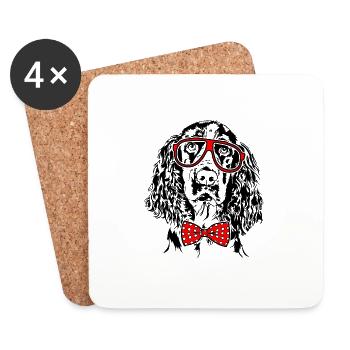 DEUTSCH SPRINGER SPANIEL Glasses Dogs Dog - Coasters (set of 4) - white - Front