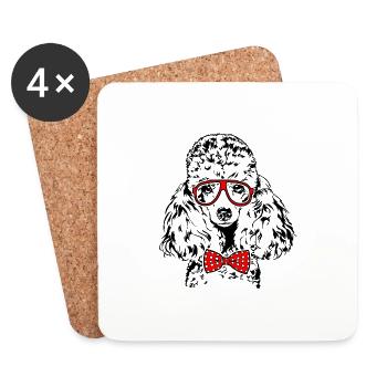 Funny MINIATURE POODLE Glasses Dog Dog - Coasters (set of 4) - white - Front
