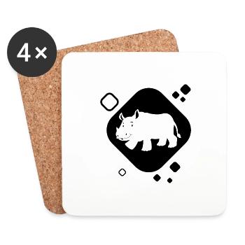 Rhino - Africa Nature Animal Lovers Wilderness Safari - Dessous de verre (lot de 4) - blanc - Devant