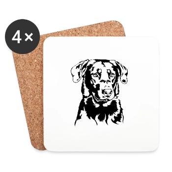 BEAUCERON Portrait de chien Chien Chien Wilsigns - Dessous de verre (lot de 4) - blanc - Devant