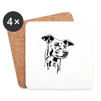 GREYHOUND Portrait Windhund Windhunde Wilsigns - Untersetzer (4er-Set) - Weiß - Vorne