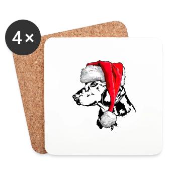 Santa ALPENLÄNDISCHE DACHSBRACKE Chiens de Noël - Dessous de verre (lot de 4) - blanc - Devant