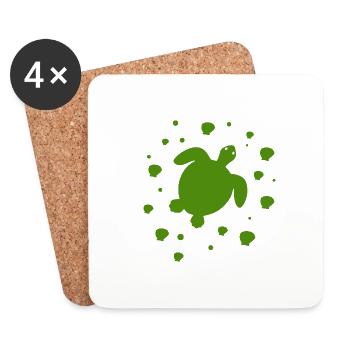Turtle - Marine Animal Reptile Nature Conservation - Coasters (set of 4) - white - Front