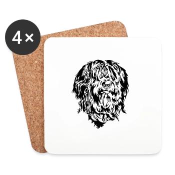 BRIARD Hund Hunde Hundeportrait Rassehund Wilsigns - Untersetzer (4er-Set) - Weiß - Vorne