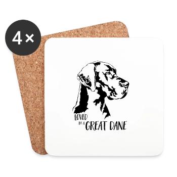 Loved by a Great Dane Dog Saying Dogs Wilsigns - Coasters (set of 4) - white - Front