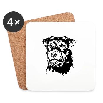Chiens de chasse Terrier allemand Portrait Wilsigns - Dessous de verre (lot de 4) - blanc - Devant