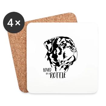 Loved by a Rottie Dogs Rottweiler Dog Saying - Coasters (set of 4) - white - Front