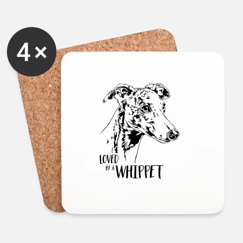 Loved by a Whippet Hundespruch Hunde Wilsigns - Untersetzer (4er-Set) - Weiß
