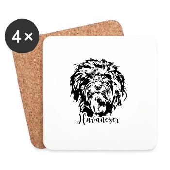 Portrait de chien havanais Dog Wilsigns - Dessous de verre (lot de 4) - blanc - Devant