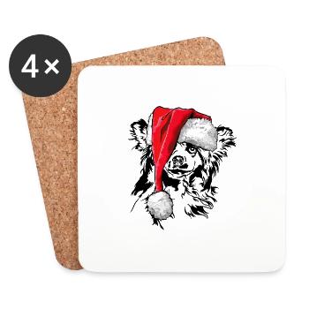 Santa Chinese Crested Dog Weihnachten Wilsigns - Untersetzer (4er-Set) - Weiß - Vorne