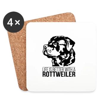 Rottweiler life is better Dogs Wilsigns - Coasters (set of 4) - white - Front