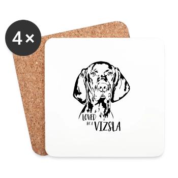 Loved by a Vizsla Dog Saying Dogs Wilsigns - Coasters (set of 4) - white - Front
