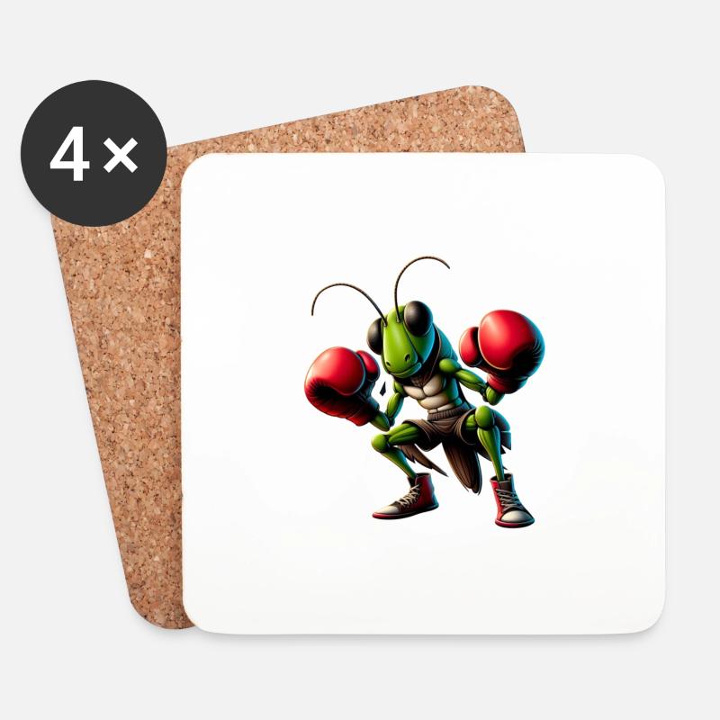 Grasshopper is looking for a boxing match - Coasters (set of 4) - white