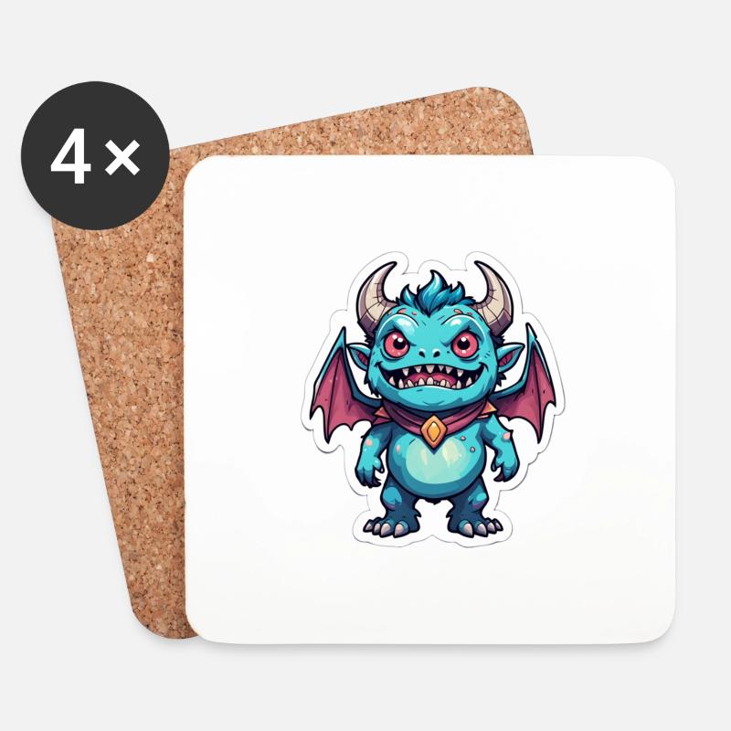 Dungeon Monster - Untersetzer (4er-Set) - Weiß