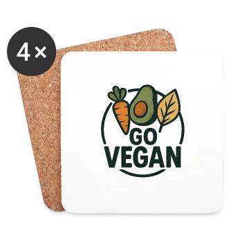 Go Vegan - Coasters (set of 4) - white - Front
