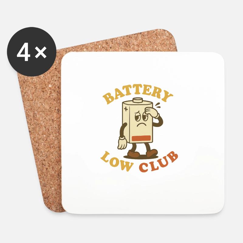 Schläger mit niedrigem Batteriestand - Untersetzer (4er-Set) - Weiß